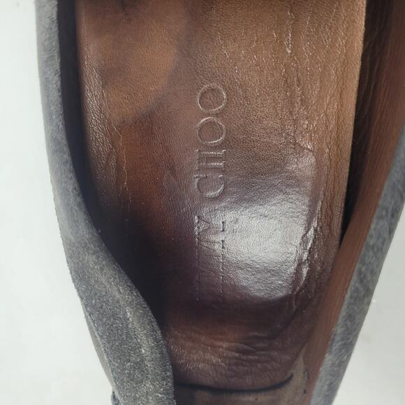 Jimmy Choo Shoes EU44.5 US11.5 Gray Suede Driving Loafers Slip On Moccasin Italy - Picture 10 of 14
